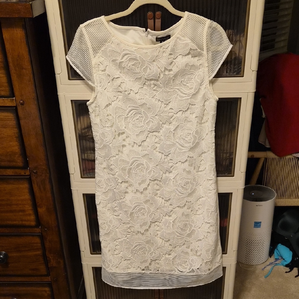 Tahari Cream Lace Mini Dress